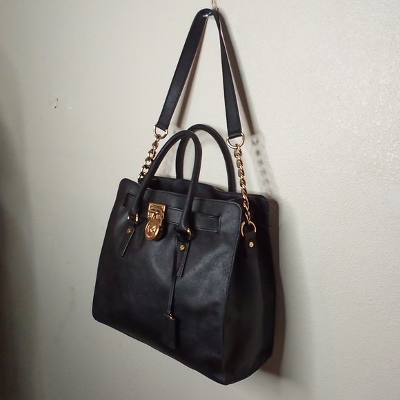 COPY - Michael kors hamelton satchel black stifano leather large. - Picture 6 of 16